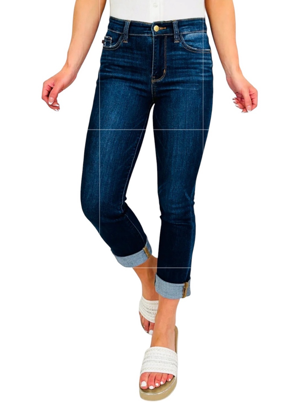 Judy Blue Women's Here Comes the Sun Skinny Fit Capri Jeans Dark Wash 18W